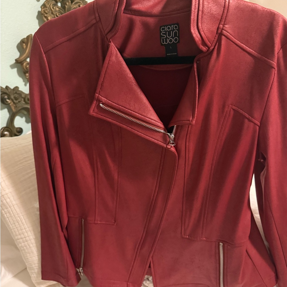 Clara Sunwoo Women's Bold Red Leather Jacket